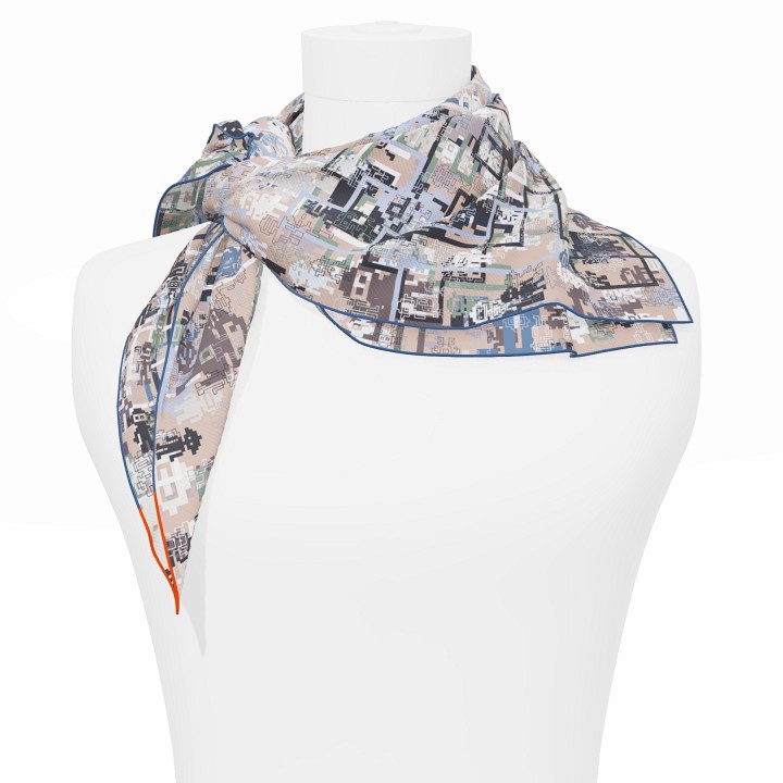 "Silk-Bots" square 70 scarf