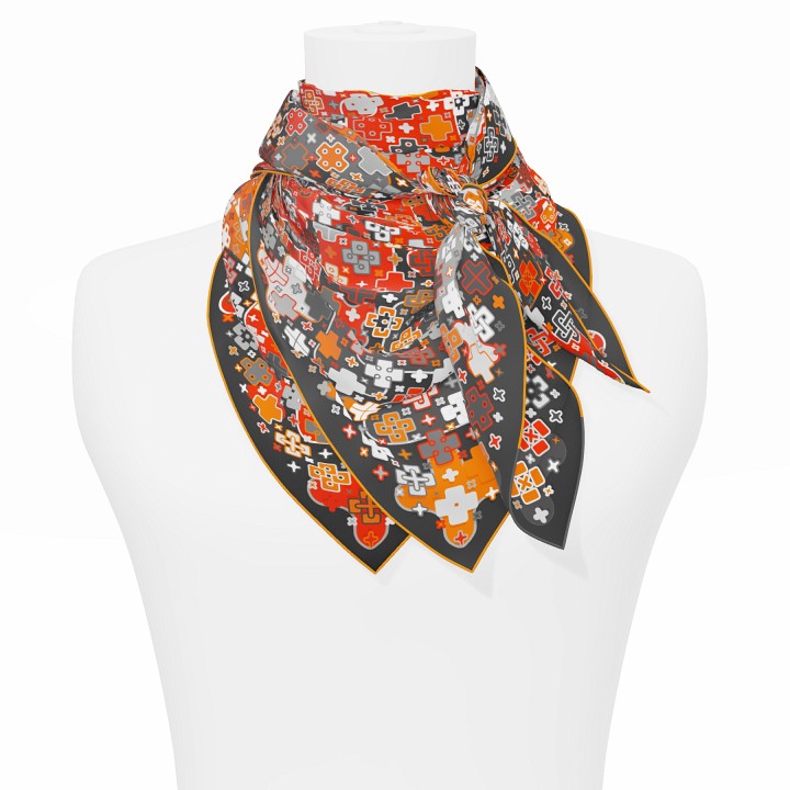 "Criss Cross" square 90 scarf