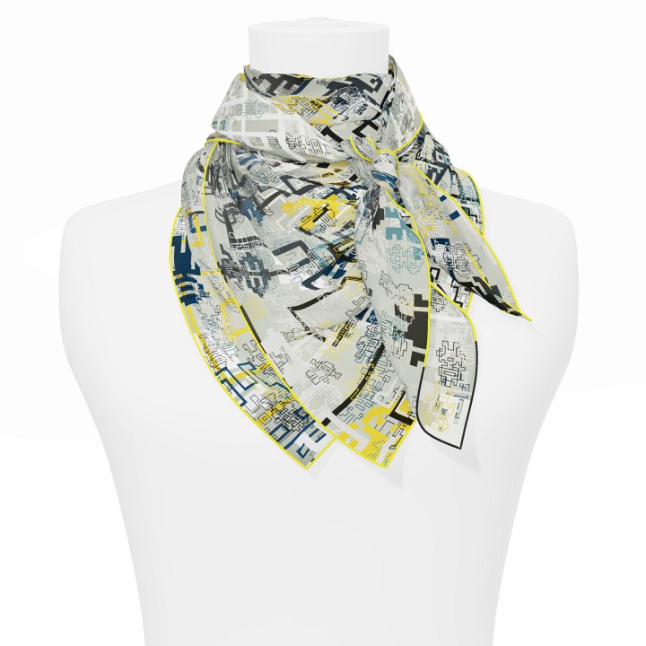 "Silk-Bots" square 90 scarf