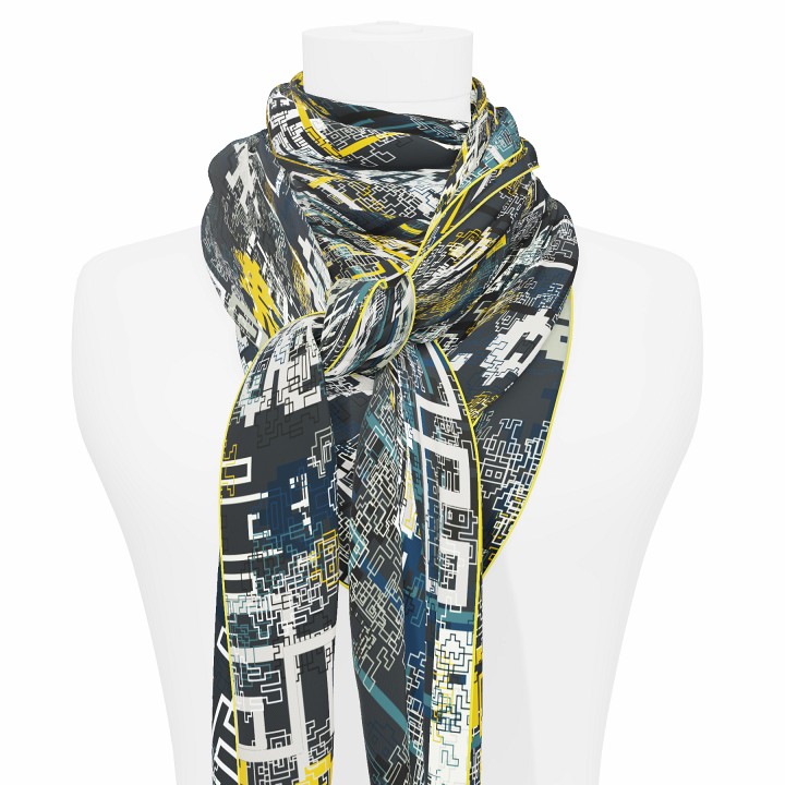 "Silk-Bots" square 130 scarf
