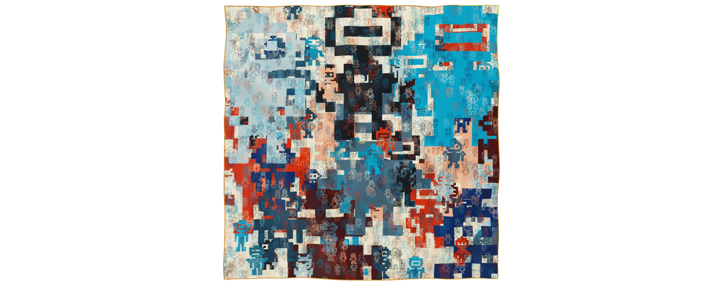 "Silk-Bots" square 130 scarf