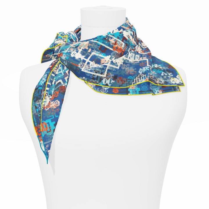 "Silk-Bots" square 70 scarf