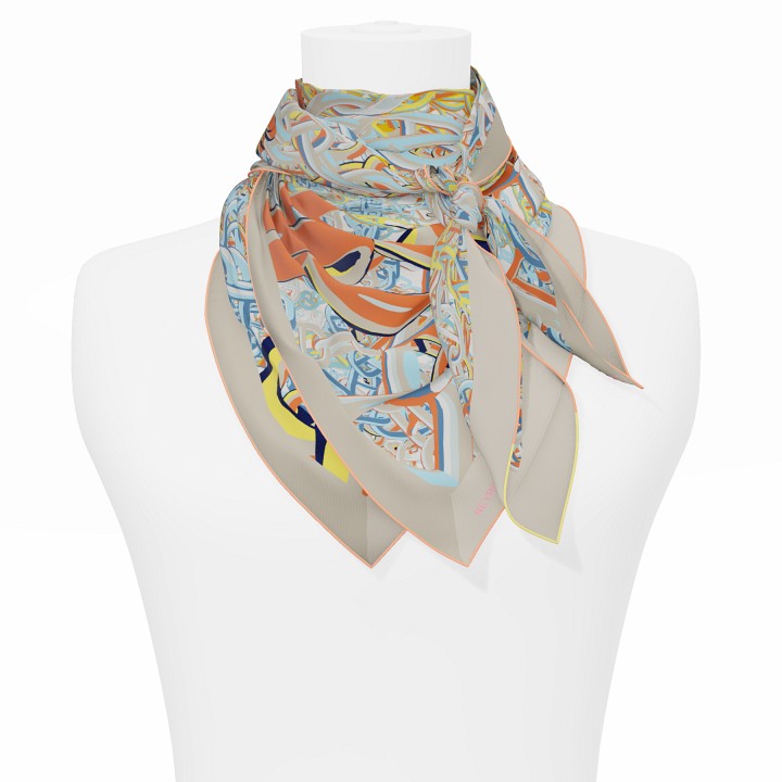 "Pop Chain" square 90 scarf